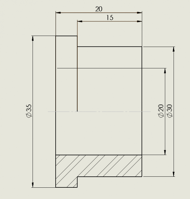 Wymiar średnicy w widoku półprzekroju