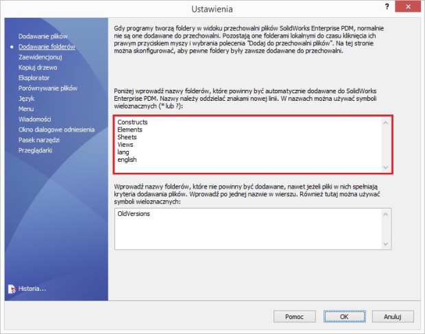 SolidWorks Enterprise PDM – Dodawanie wybranych plików i folderów do przechowalni