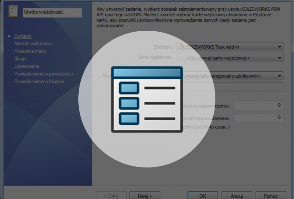 Dodawanie właściwości dostosowanych za pomocą zadań PDM