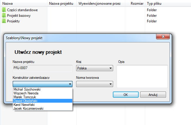 Dynamiczne listy dla kart w SolidWorks Enterprise PDM