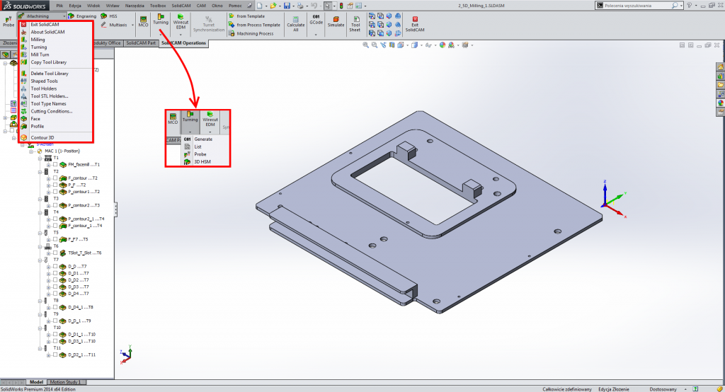 Błąd położenia ikon operacji SolidCAM
