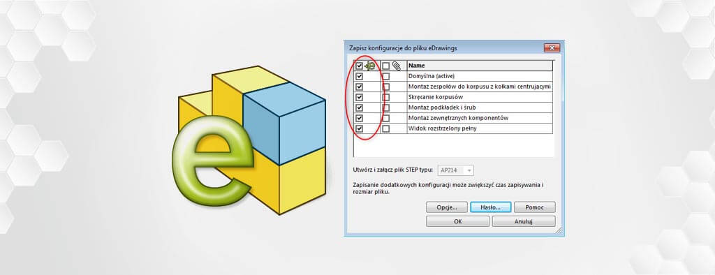 Publikacja konfiguracji komponentów i złożeń w eDrawings 2019