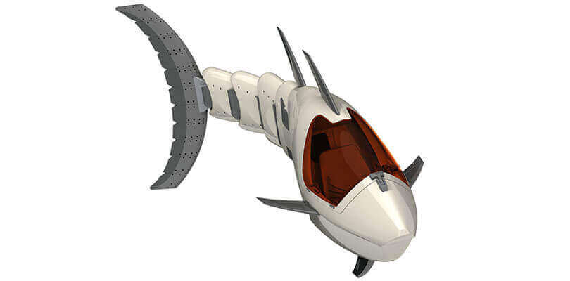 Nowoczesny projekt łodzi podwodnej w kształcie tuńczyka wykonany w SOLIDWORKS